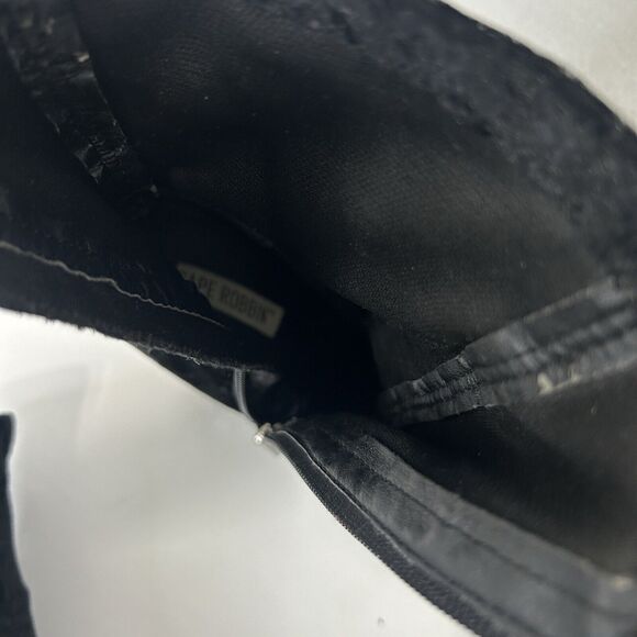 Cape Robbin Velvet Mid Calf Booties Block Heel Boots Black Womens 7 - Picture 8 of 9